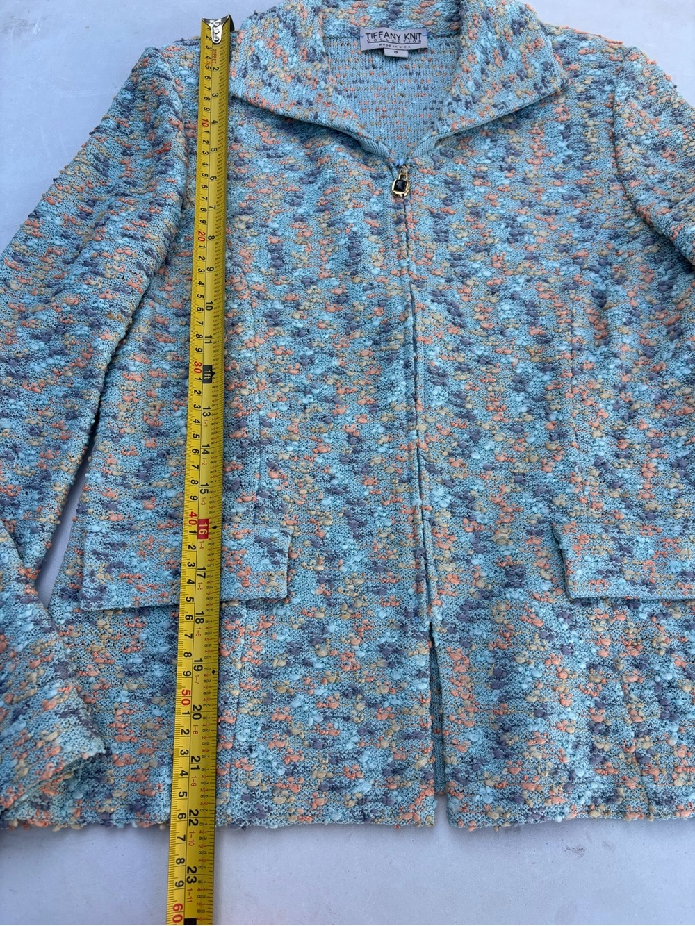 Tiffany & Co. Blue Multi Bouclé Zip Jacket - Picture 4 of 9